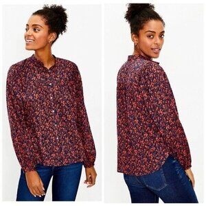 Loft Shimmer Floral Blouse Women’s Size Small